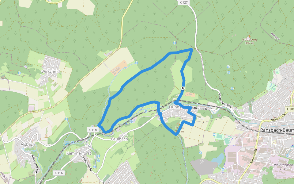[RB7] Ransbach-Baumbach Rundwanderweg walking route map in Hundsdorf