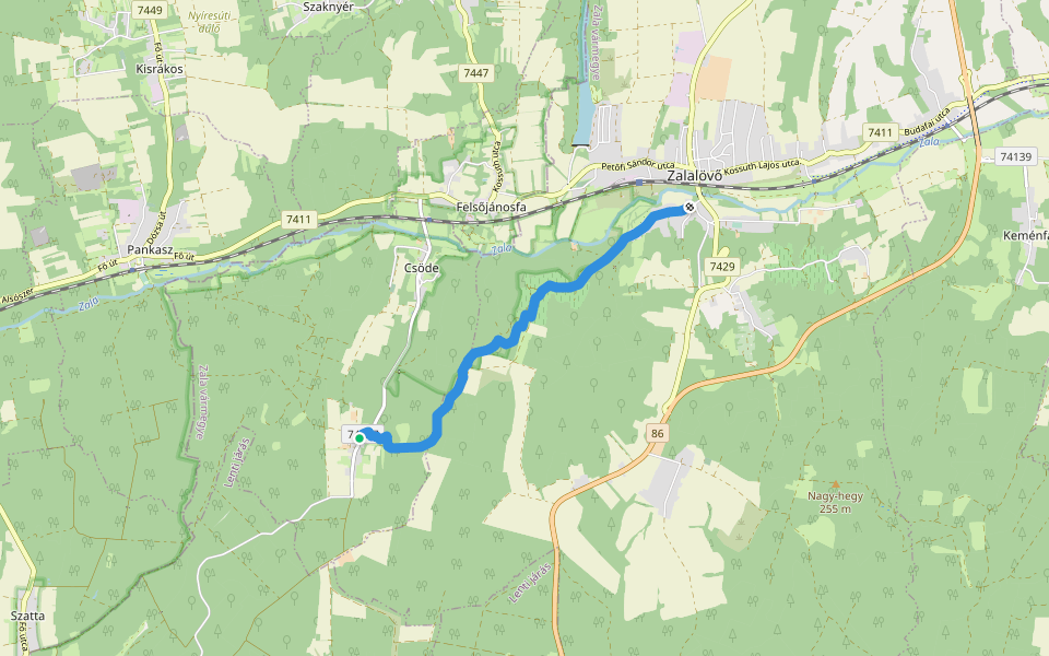 K, RPDDK 32. (Felsőcsöde - Zalalövő) walking route map in Csöde
