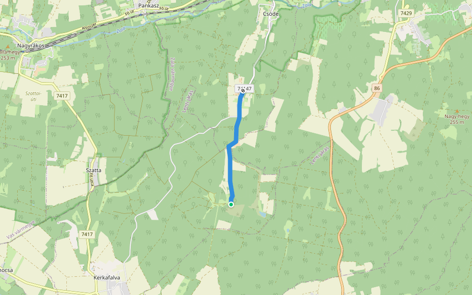 K, RPDDK 31. (Pusztaszentpéter - Felsőcsöde) walking route map in Kerkafalva