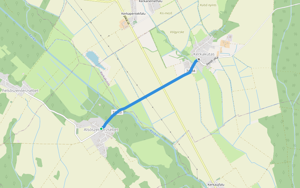 K, RPDDK 29 (Alsószenterzsébet - Kerkakutas) walking route map in Alsószenterzsébet