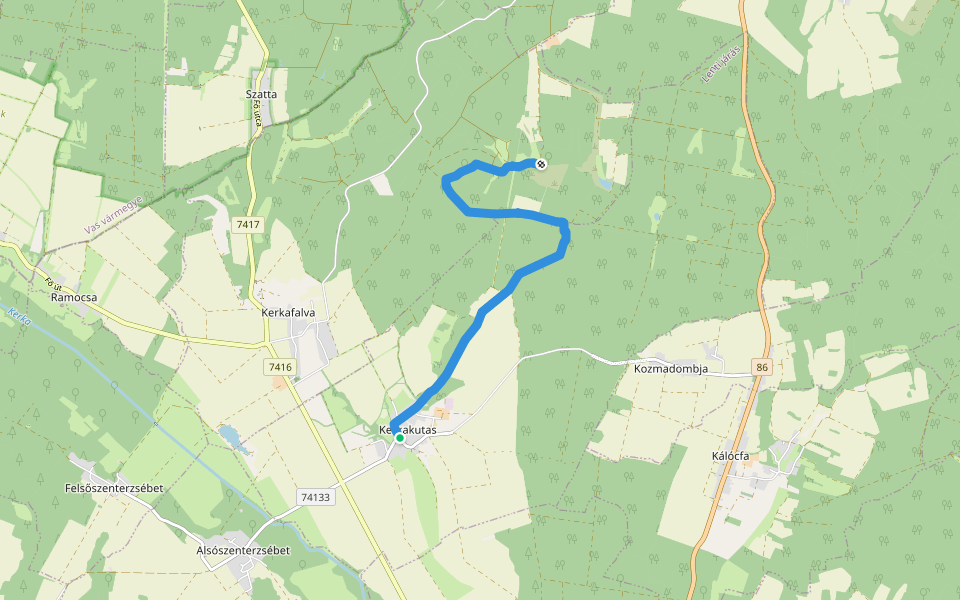 K, RPDDK 30. (Kerkakutas - Pusztaszentpéter) walking route map in Kerkakutas