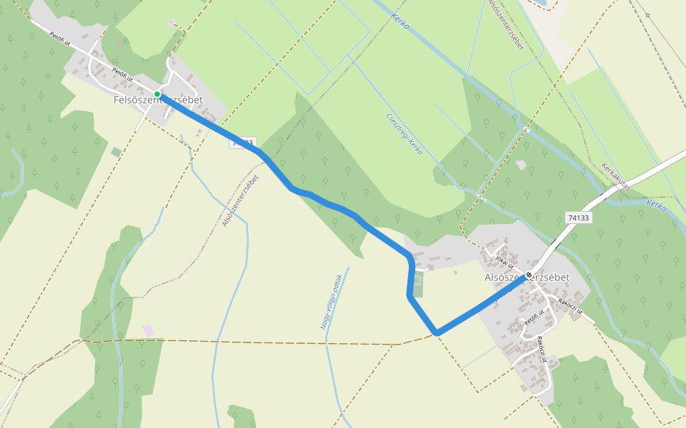 K, RPDDK 28 (Felsőszenterzsébet - Alsószenterzsébet walking route map in Felsőszenterzsébet