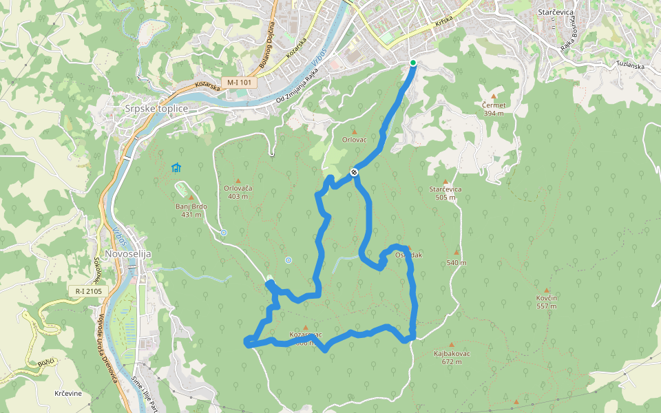 Metkova ruta walking route map in Banja Luka