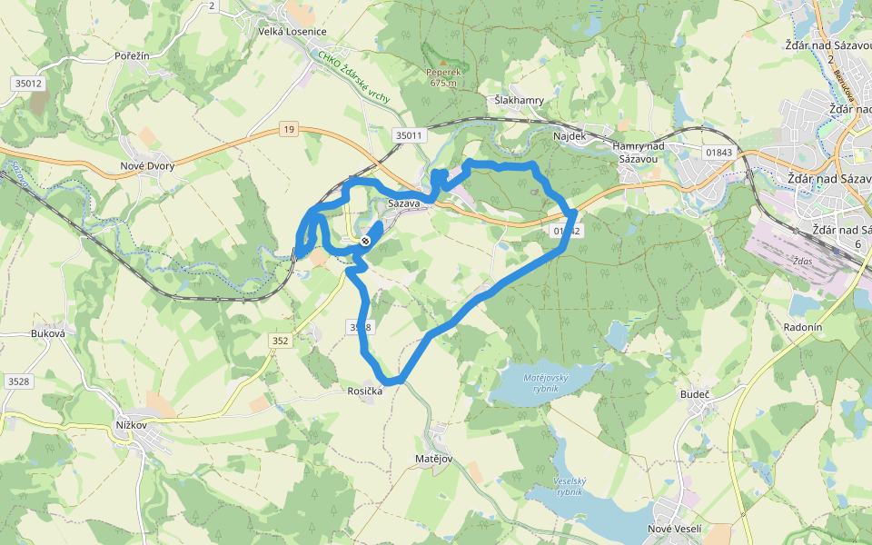 Sázavský vycházkový okruh walking route map in Sázava