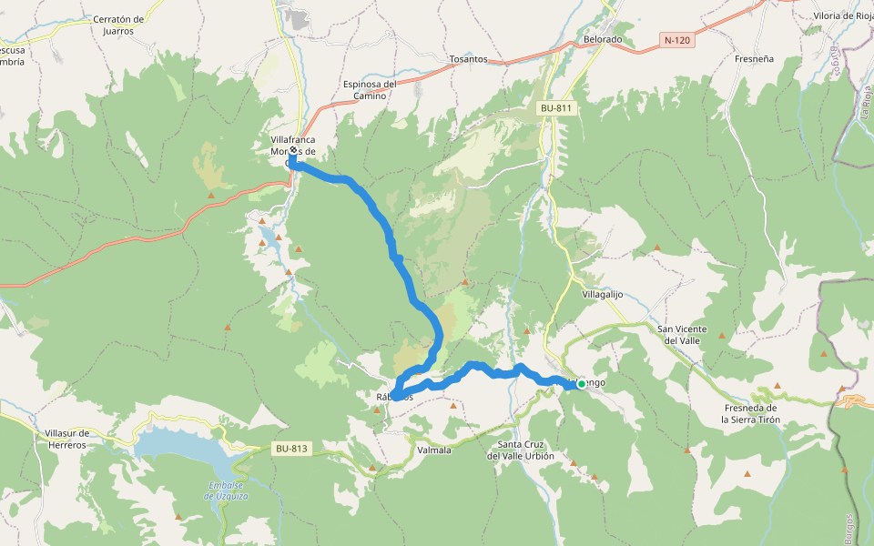 GR 82 Etapa 3 Pradoluengo - Villafranca Montes de Oca walking route map in Pradoluengo
