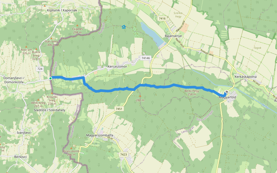 S, Szent Márton-vándorút (Magyarfld - Kercaszomor) walking route map in Kercaszomor