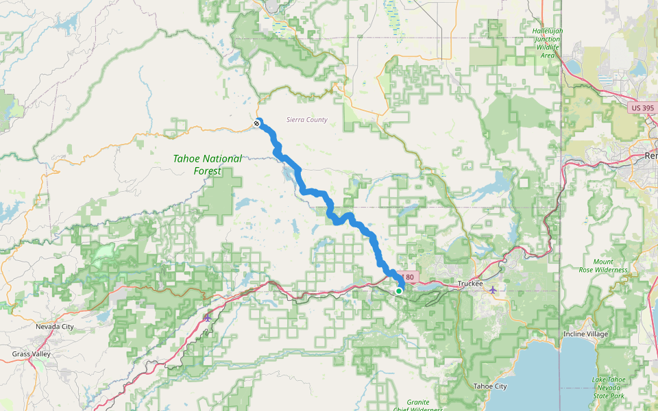 PCT - California Section L walking route map in Truckee