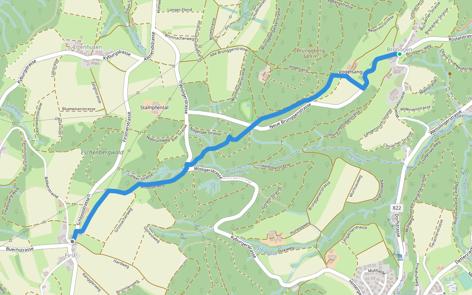 First – Brünggen walking route map in Illnau-Effretikon