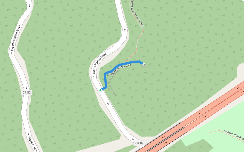 Bridge Buttress Trail walking route map in Lansing