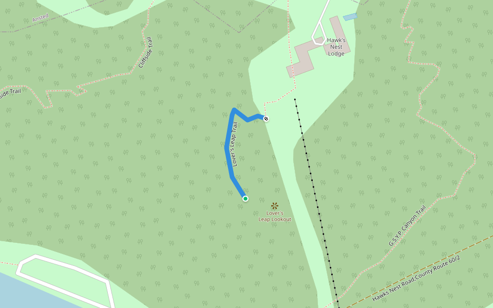 Lover's Leap Trail walking route map in Ansted