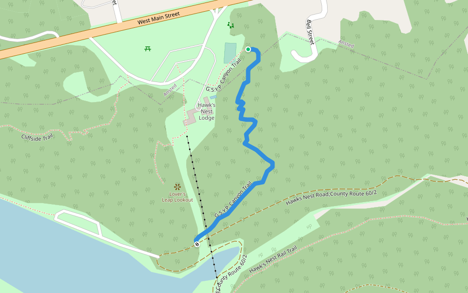 G.S.Y.P. Canyon Trail walking route map in Ansted