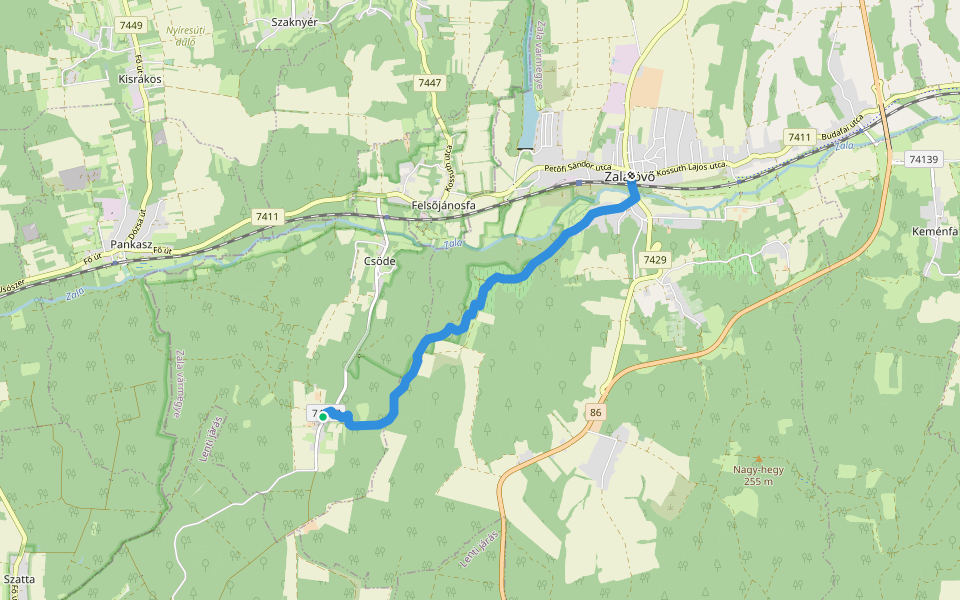 S, (Zalalövő - Csöde) walking route map in Csöde