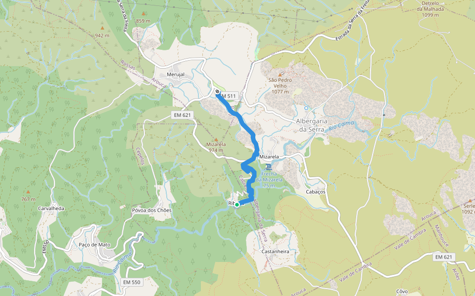 Estação da Biodiversidade do Merujal walking route map in Albergaria da Serra