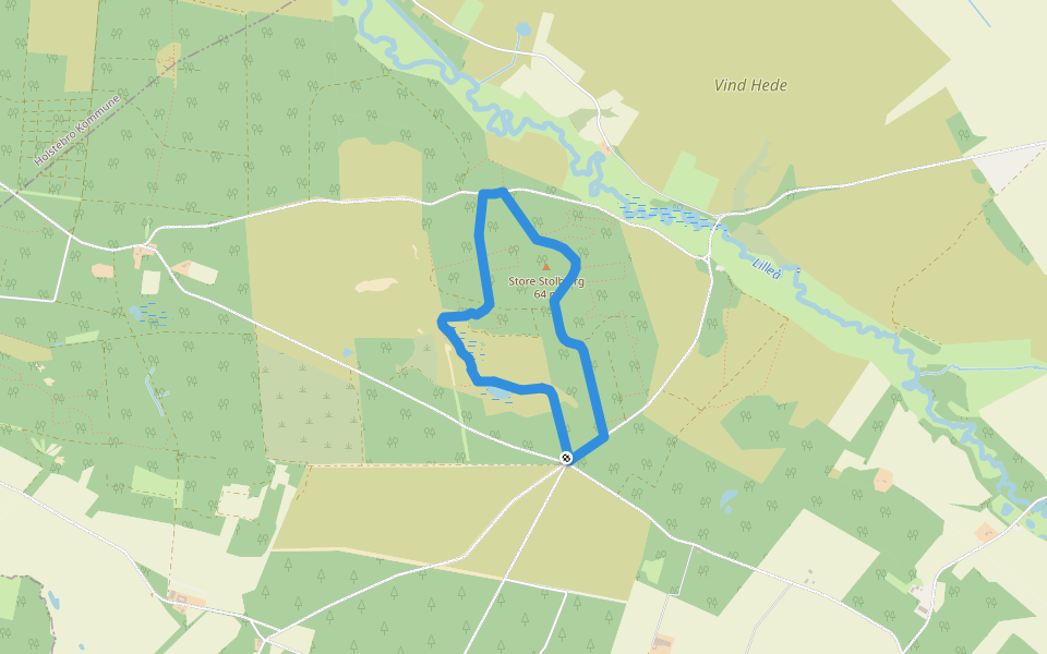 Fejsø Plantage gul rute walking route map in Holstebro