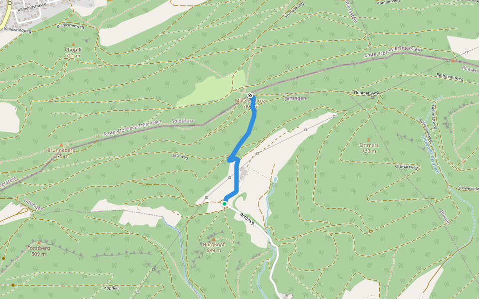 Bergmattenhof - Mätzerlechrütz walking route map in Dittingen