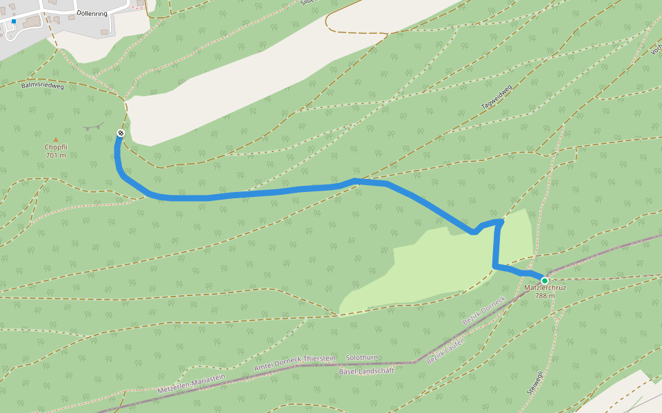 Mätzlerenchrüz - Metzerlen? / Rodersdorf? - fixme walking route map in Dittingen