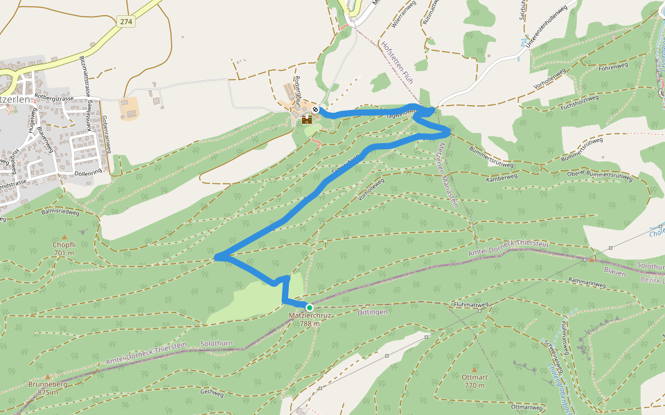 Metzerlenchrüz - Rotberg walking route map in Dittingen