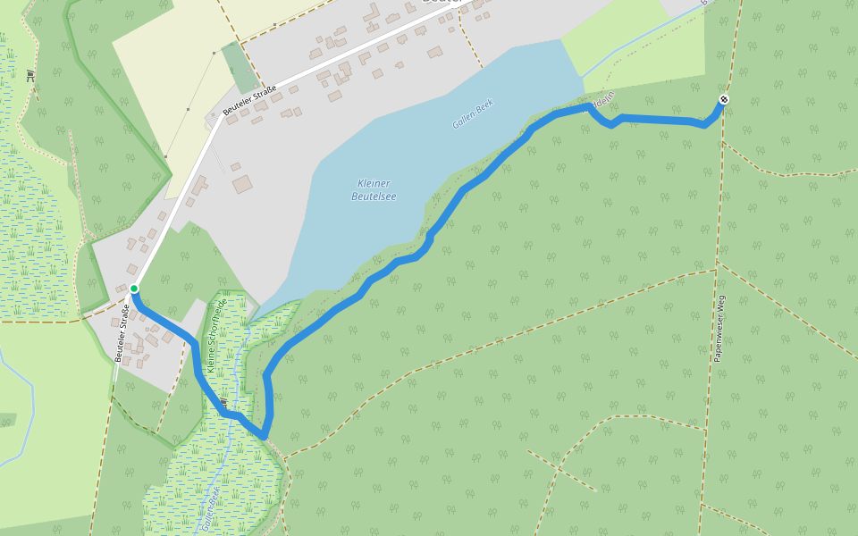 Rundweg Kleiner Beutelsee walking route map in Templin