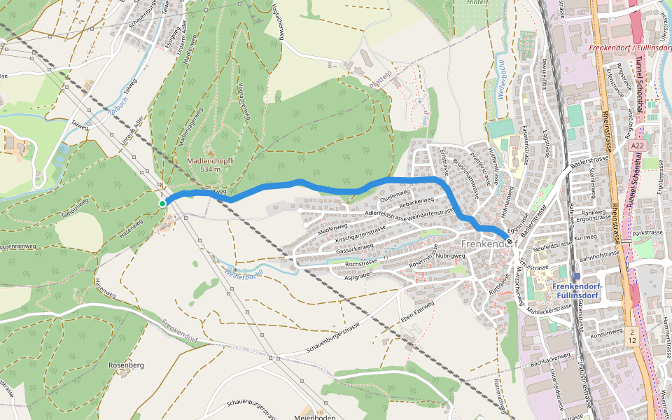 Adlerhof - Frenkendorf walking route map in Frenkendorf