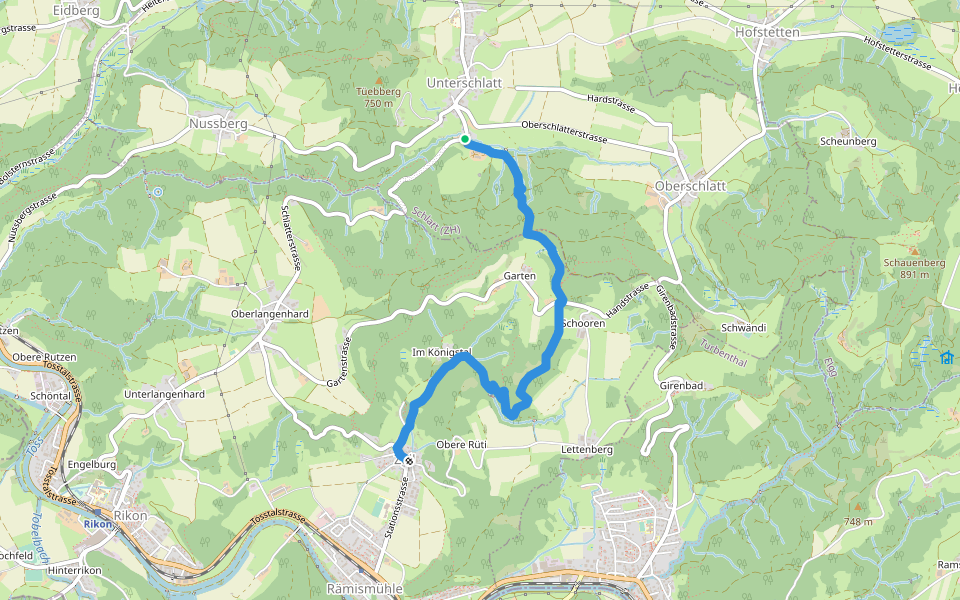Unterschlatt – Zell walking route map in Schlatt