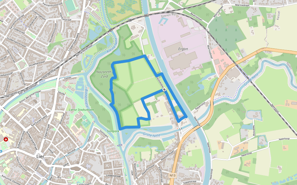 Wandelpad Nazareth-Zuid walking route map in Lier