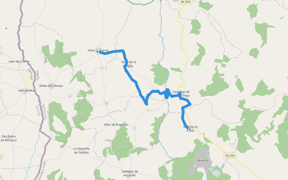 Ciudades Amuralladas 2: Villar de Ciervo-Saelices el Chico walking route map in Villar de Ciervo