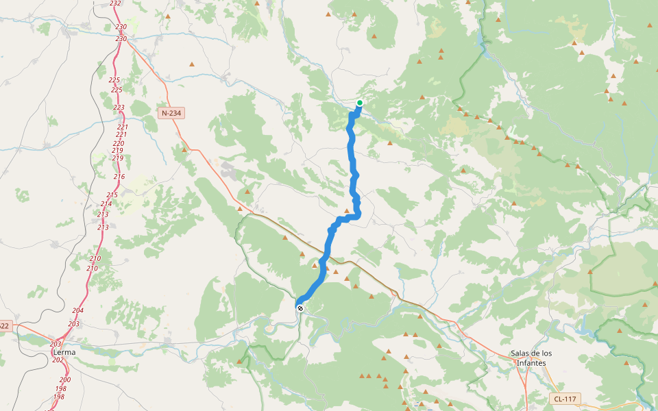 GR 82 Etapa 6 Palazuelos de la Sierra - Covarrubias walking route map in Palazuelos de la Sierra