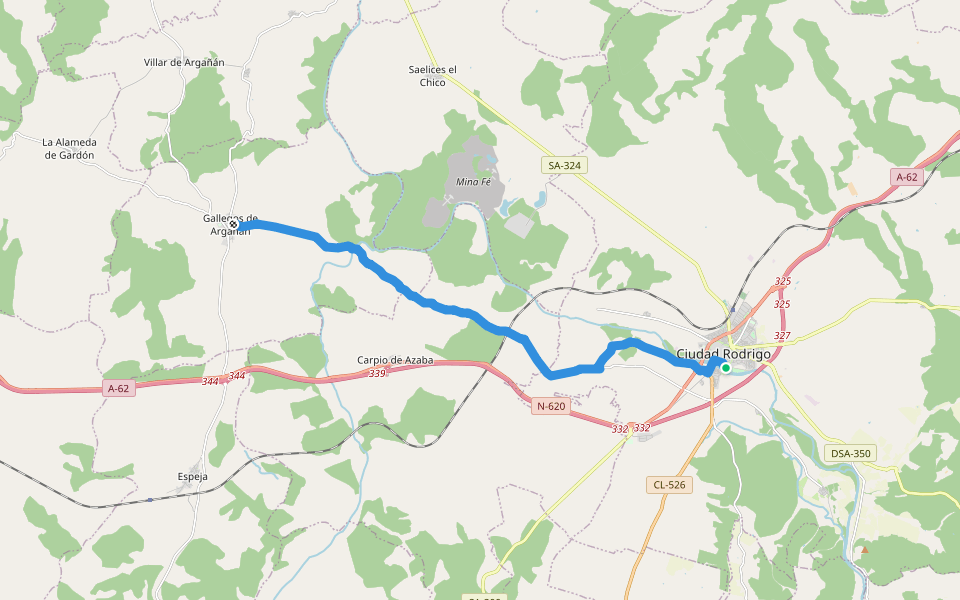 Ciudades Amuralladas 4: Ciudad Rodrigo-Gallegos de Argañán walking route map in Ciudad Rodrigo