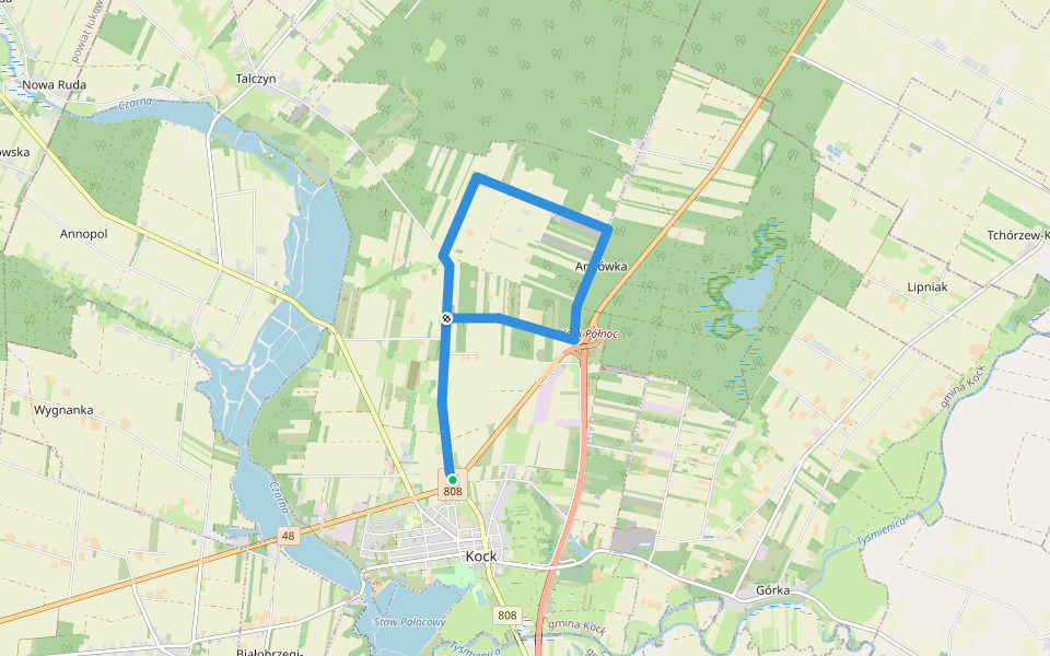 Szlak Nordic Walking walking route map in Kock