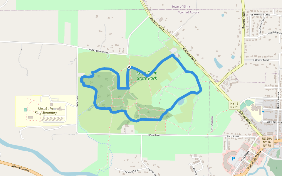 Outer Loop Trail walking route map in East Aurora