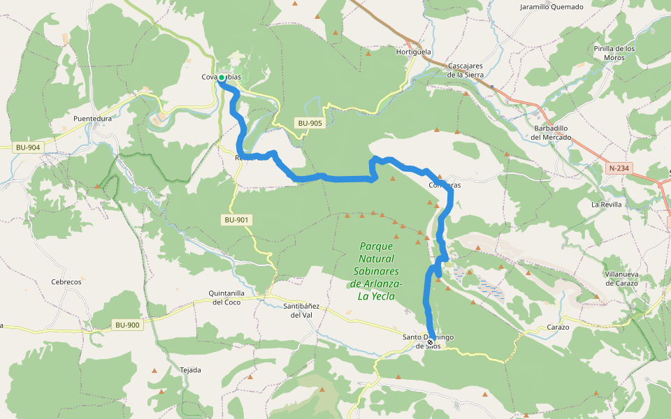 GR 82 Etapa 7 Covarrubias - Santo Domingo de Silos walking route map in Covarrubias