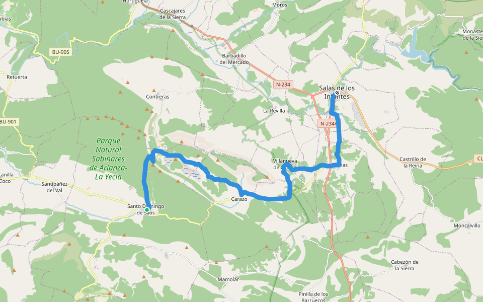 GR 82 Etapa 8 Santo Domingo de Silos - Salas de los Infantes walking route map in Santo Domingo de Silos