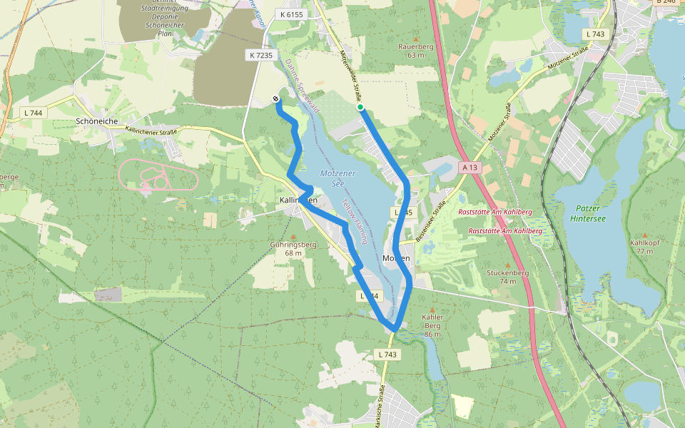 Rund um den Motzener See walking route map in Mittenwalde
