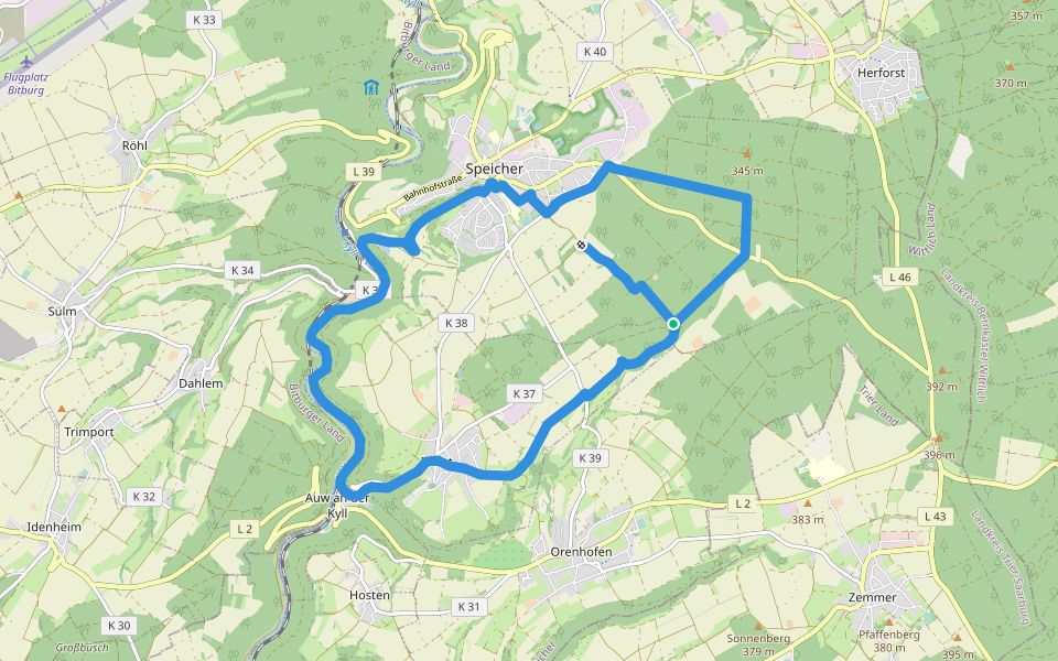 AOK Route walking route map in Speicher