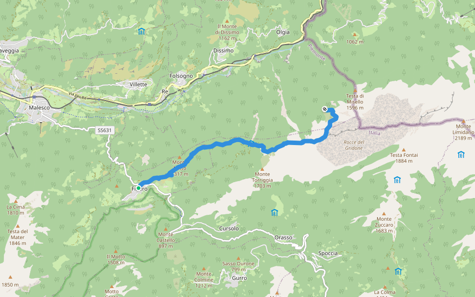 Alta Via dei Gridoni - Tappa 1 walking route map in Finero