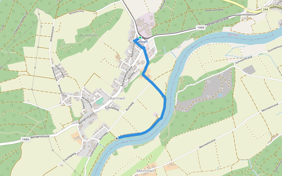 Bannwil - Bannwil / Niderfeld walking route map in Bannwil