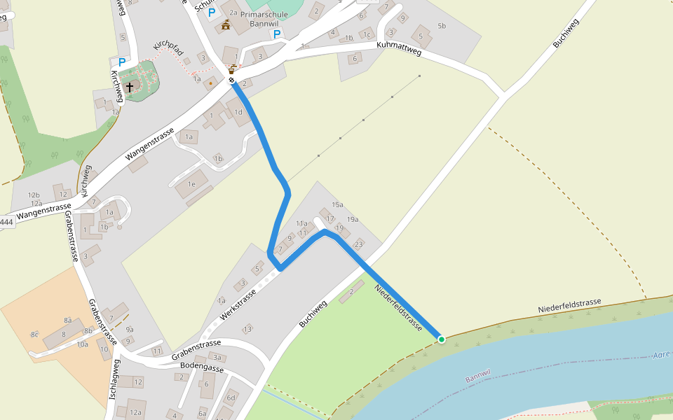 Bannwil Niederfeld - Bannwil walking route map in Bannwil