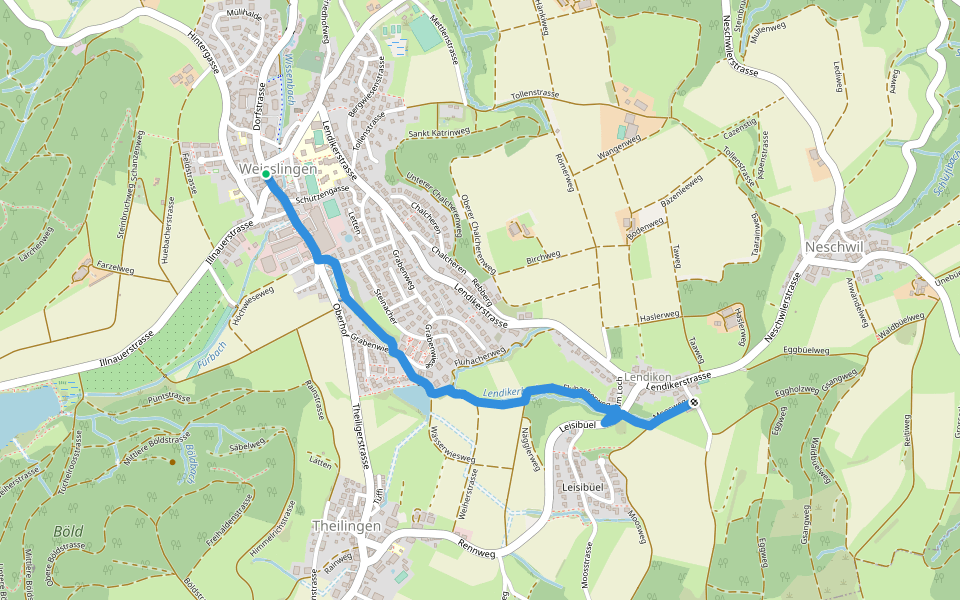 Weisslingen – Lendikon walking route map in Weisslingen