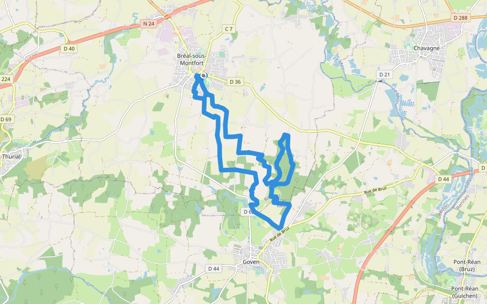 Bréal-sous-Montfort, la Hautière walking route map in Bréal-sous-Montfort