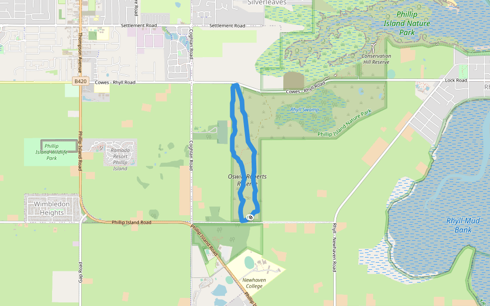 Oswin Roberts Circuit walking route map in Rhyll