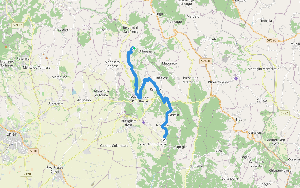 Cammino Don Bosco Tappa 3 walking route map in Albugnano