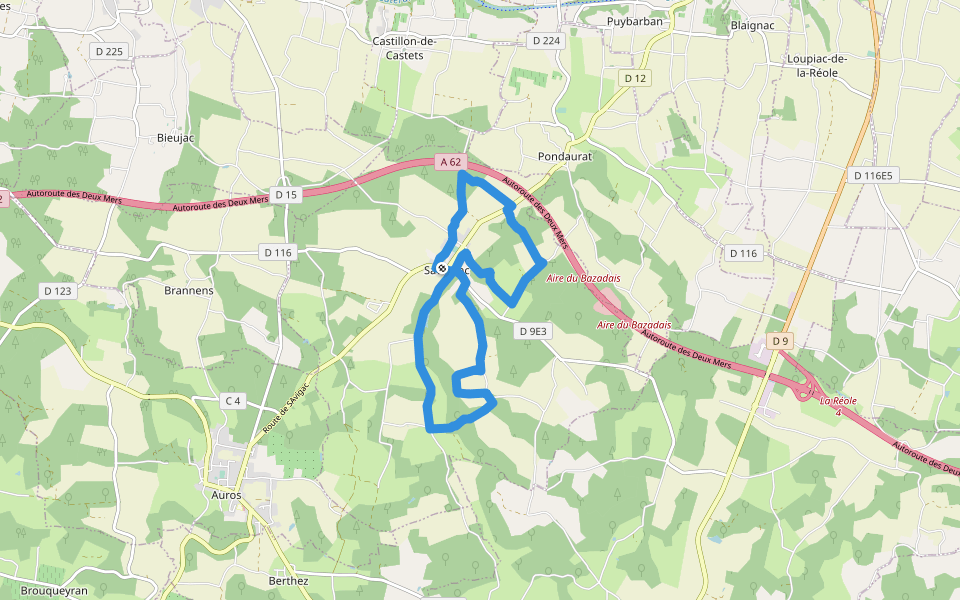 Boucle la Bassanne walking route map in Savignac