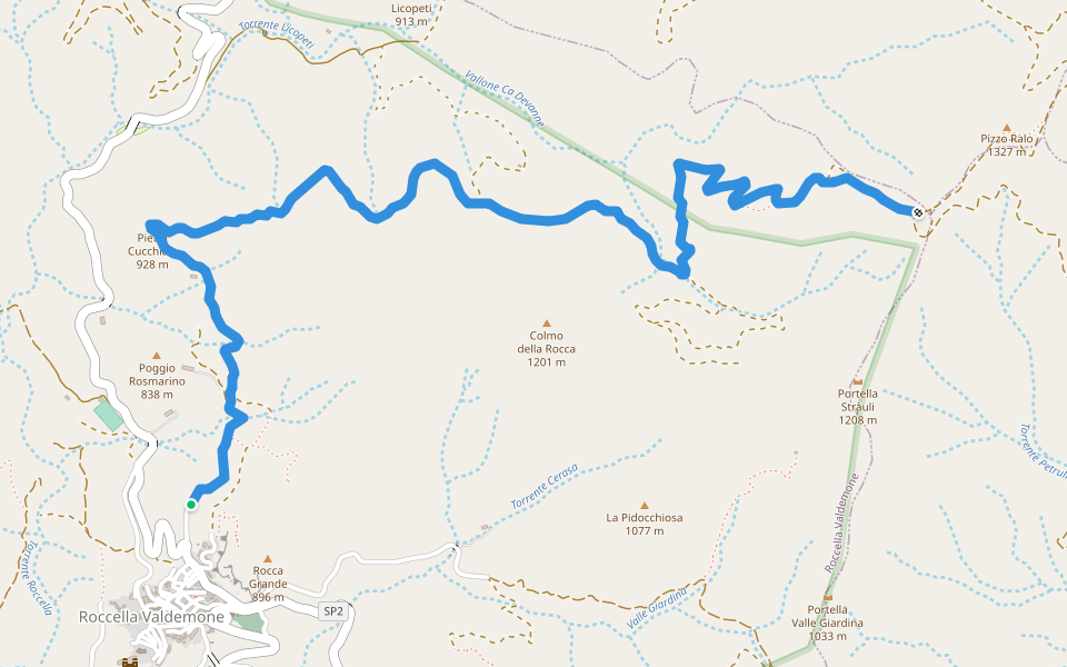 D210 walking route map in Roccella Valdemone