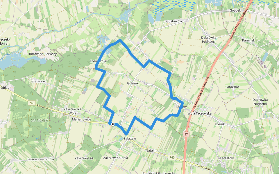 Trasa nr 3 Zakrzew (czarna) walking route map in Zakrzew-Kolonia