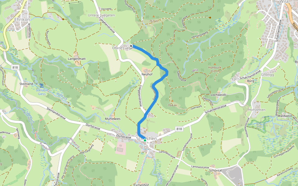 Schalchen – Ober Luegeten walking route map in Wildberg