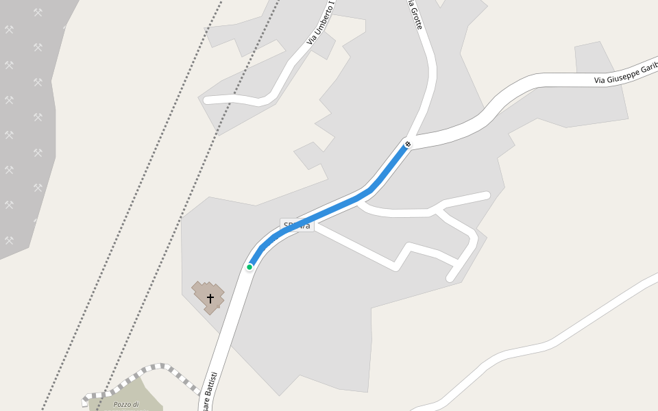 Grotte Locadi Mandanici walking route map in Grotte