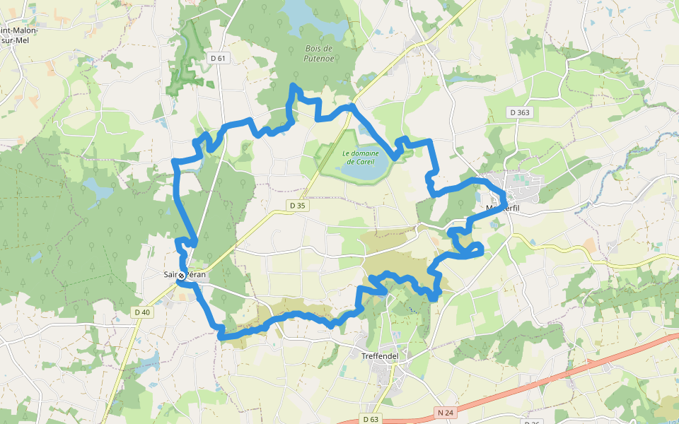 Entre Tremelin et Serein walking route map in Saint-Péran