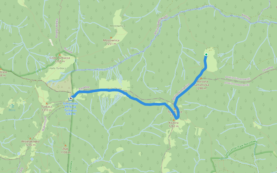 Ścieżka edukacyjna „Z Turbacza na Jaworzynę Kamienicką” walking route map in Ochotnica Górna