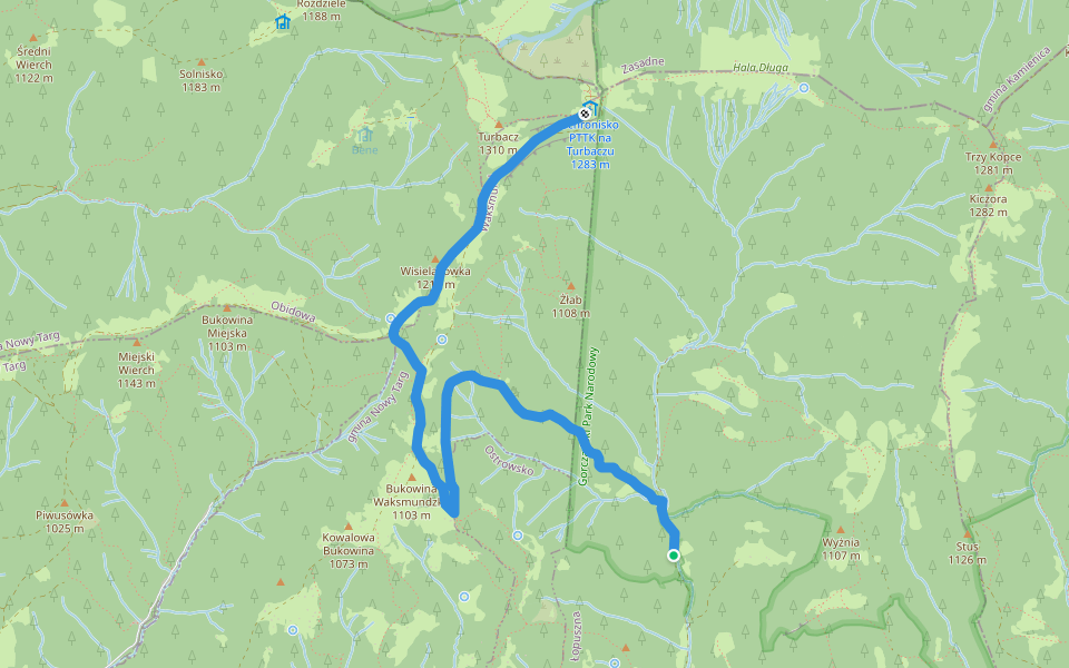 Ścieżka edukacyjna „Partyzancką ścieżką na Turbacz” walking route map in Łopuszna