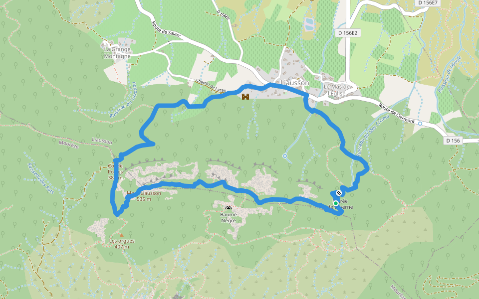 Le Mont Liausson walking route map in Liausson